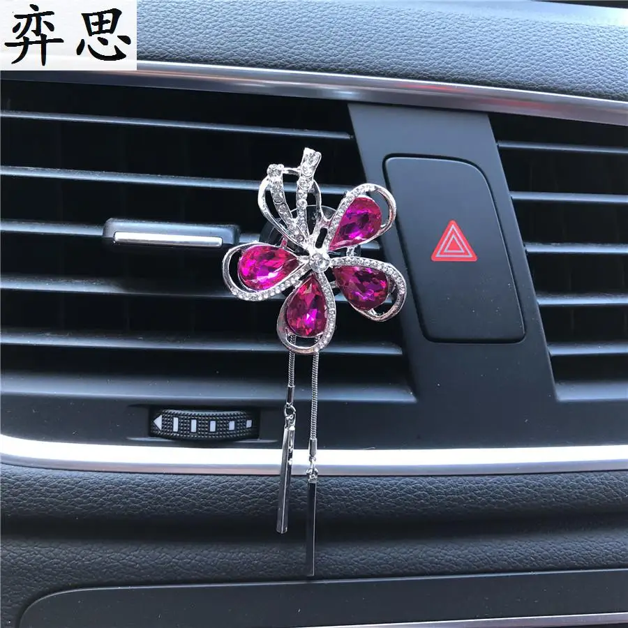 

Metallic flowers Pendant Auto styling Decorative perfume clip Pearl Flower car perfume Air conditioner air freshener Ornaments