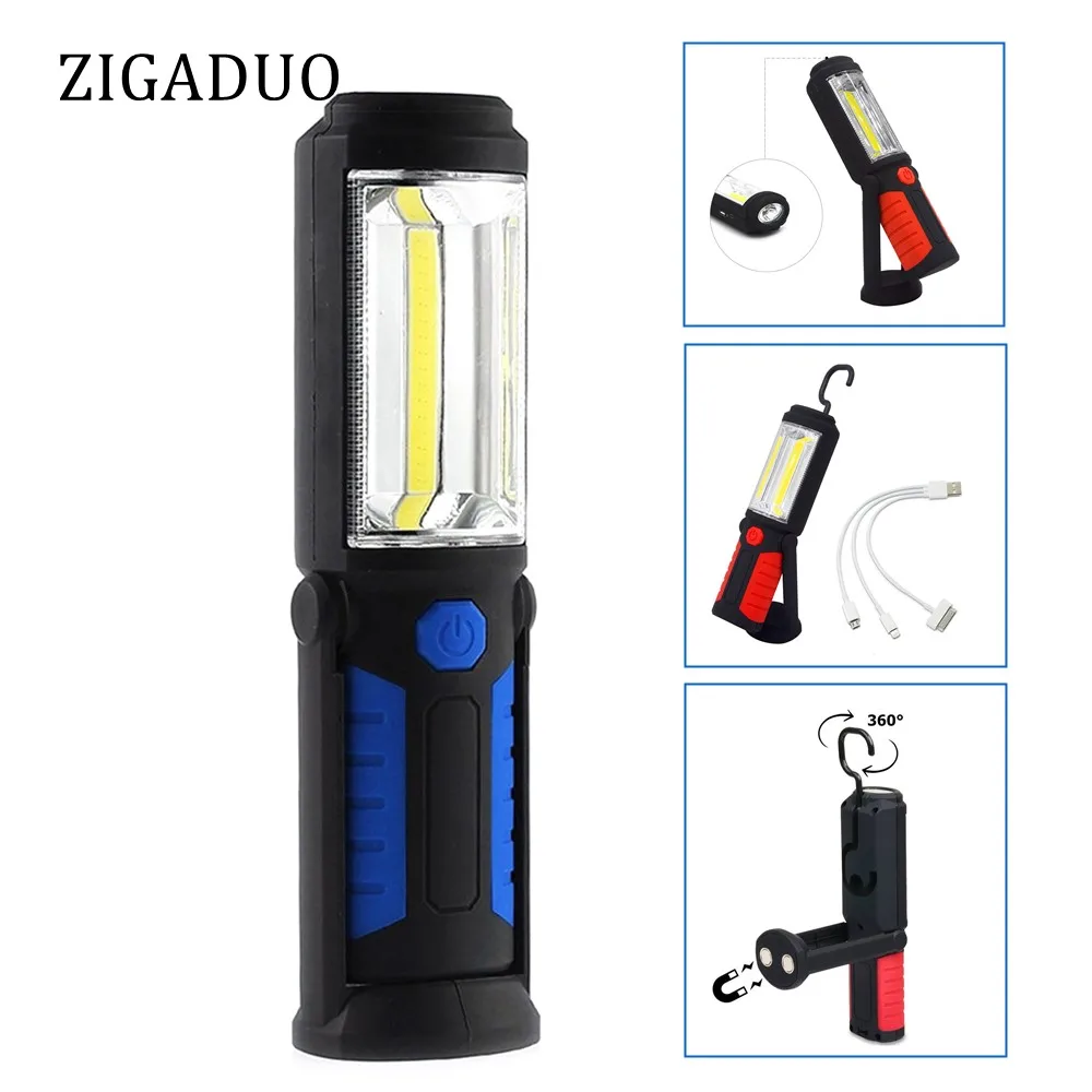 

Portable Magnetic COB LED Work Light USB Rechargeable LED Flashlight Hand Torch Lamp Hook Night Light Lanterna for Car repairs