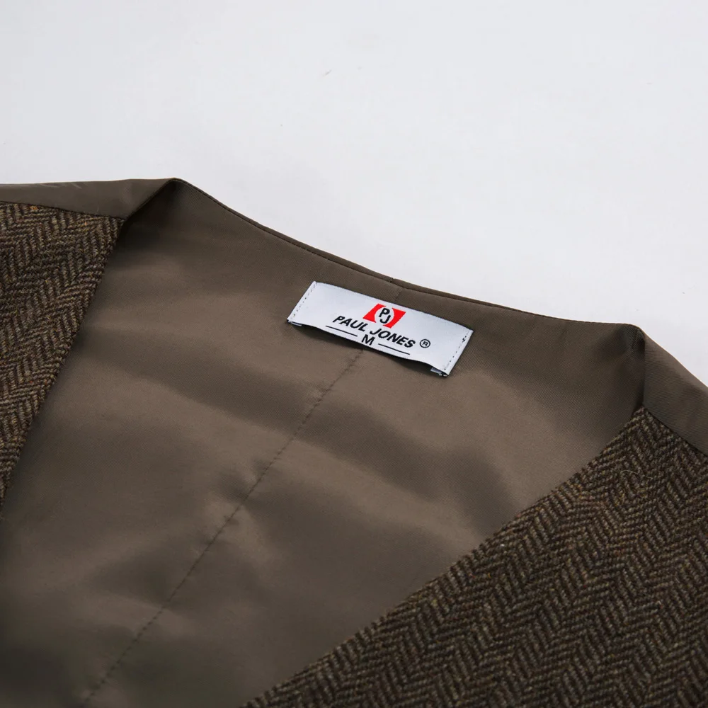 PJ мужские тонкие подходят v-образным вырезом однобортный Платок Подол жилет S~ 2XL