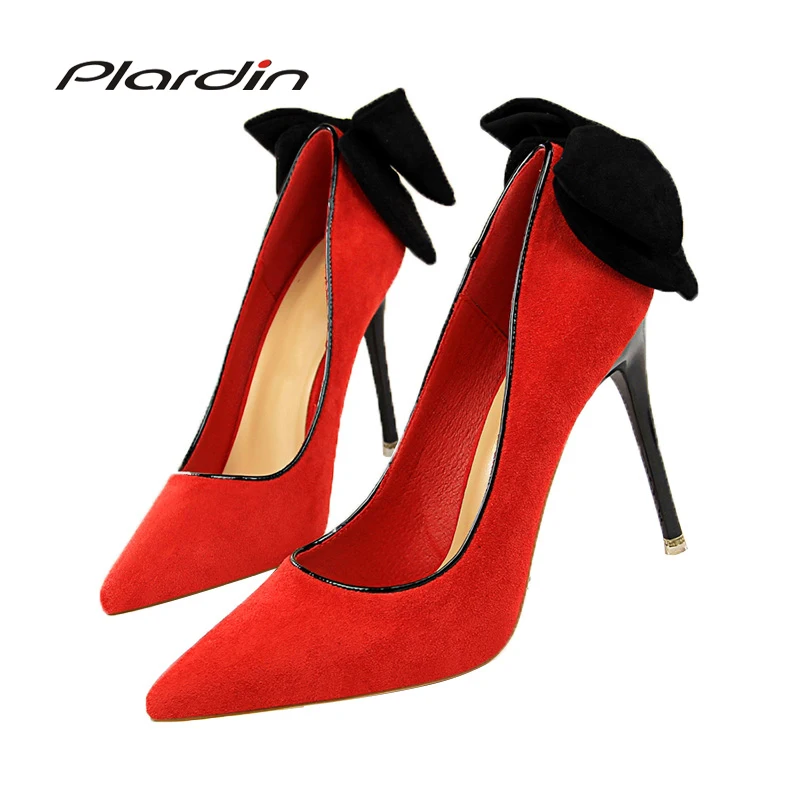 

Plardin New Thin High Heel Pumps Spring Summer Women High Heels Shallow Butterfly-knot Woman SexyParty Wedding Ladies Shoes