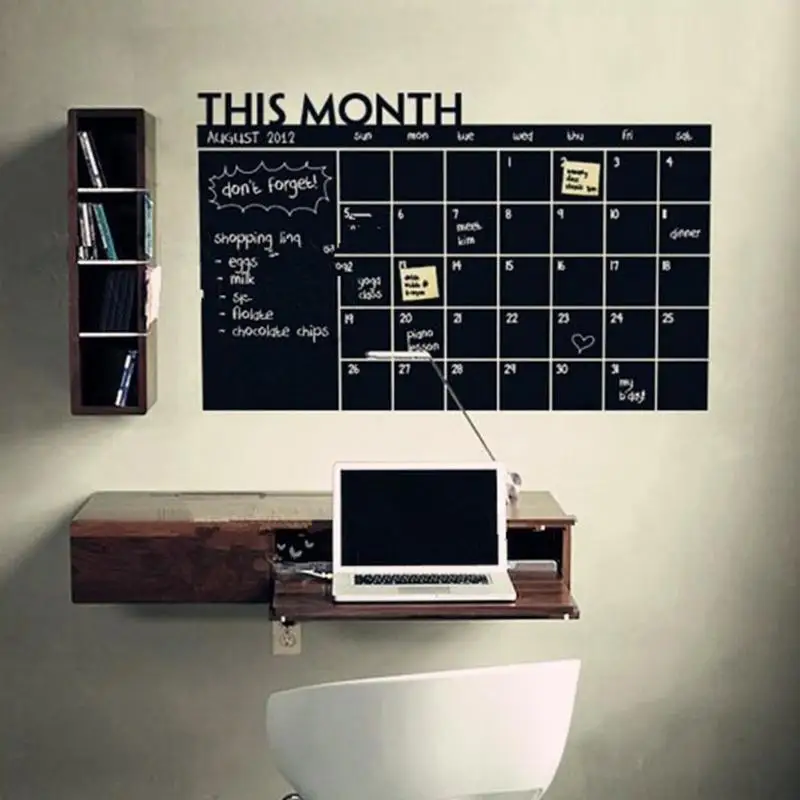92X60 см месяц календарь доска горячая съемный планировщик черные настенные наклейки Доска школьные виниловые наклейки офисные