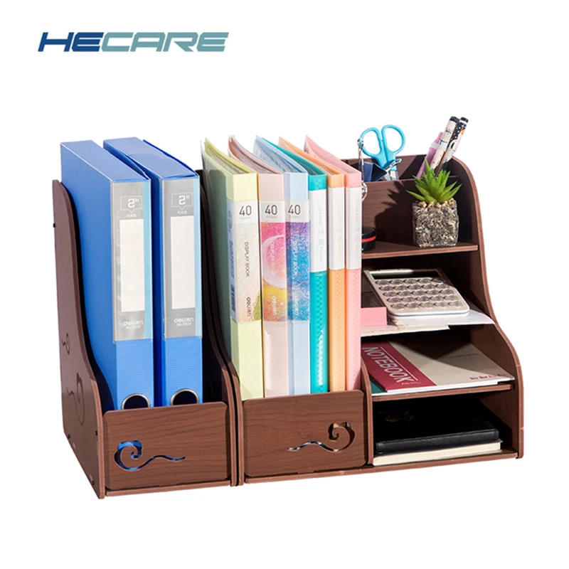

HECARE New Plastic Stationery Organizer Home Office Notebook File Shelf Pen Case Storage Box Waterproof Desk Organizer Container
