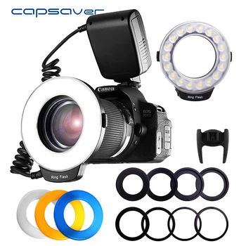 

capsaver 18pcs SMD LED Macro Ring Flash Light for Pentax Canon Nikon Sony Olympus Panasonic Speedlite LCD Display CRI 90 RF-600D