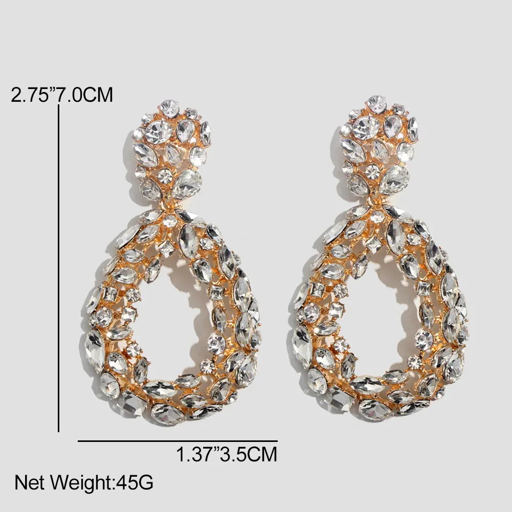 Flatfoosie ZA новые Кристальные висячие серьги сияющие золотые серебряные цвета богемные металлические Висячие серьги для женщин Свадебные ювелирные изделия