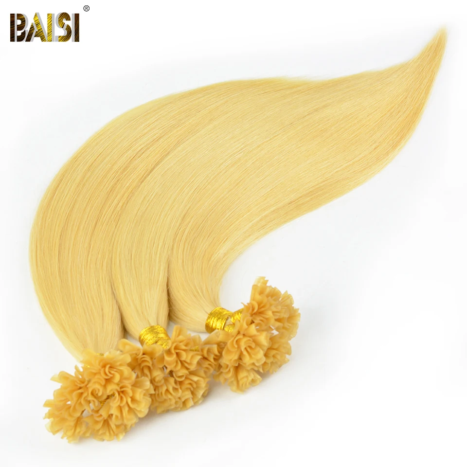 Buy BAISI European Remy Hair Extension Blonde Straight Nail/U Tip Human Fusion