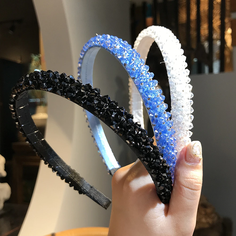 Flatfoosie Crystal Beaded Hair Band Fashion Headwear Girl Women Handmade Hair Accessories Headwear Party Wedding Headbands