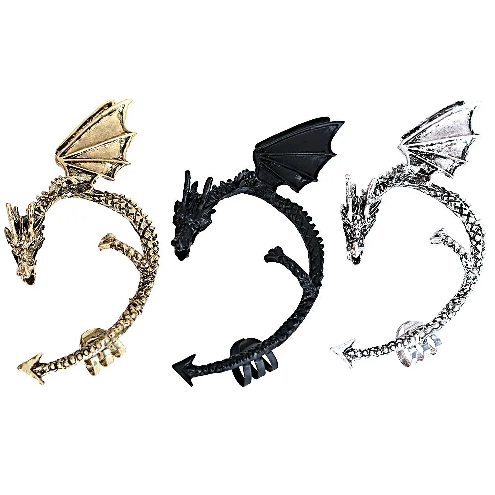 Retro Vintage Gothic Rock Punk Twine Dragon Shape Ear Cuff Earring Earrings for Women Men Earrings