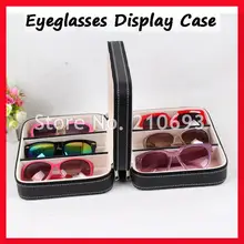 6D pu кожаный портативный чехол для дисплея солнцезащитных очков, коробка для демонстрации очков, чехол для костюма на молнии, для хранения 6 солнцезащитных очков