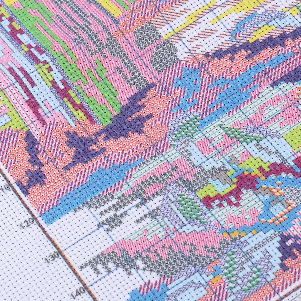  Cats Birds Stamped Cross Stitch Kits for Kids Pre-Printed Pattern Embroidery 14CT Counted Needlework Home Decoration	