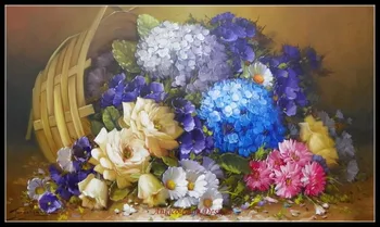 

Embroidery Counted Cross Stitch Kits Needlework - Crafts 14 ct DMC DIY Handmade Decor - Tilted Flower Basket 2
