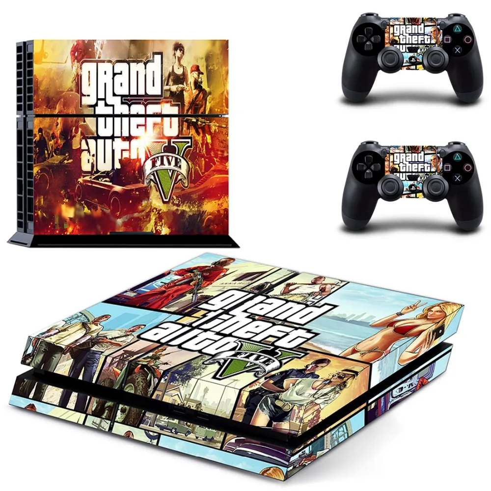GTA 5: Grand Theft Auto 5 чехол для PS4 наклейка sony PlayStation 4 консоль + контроллера из 2