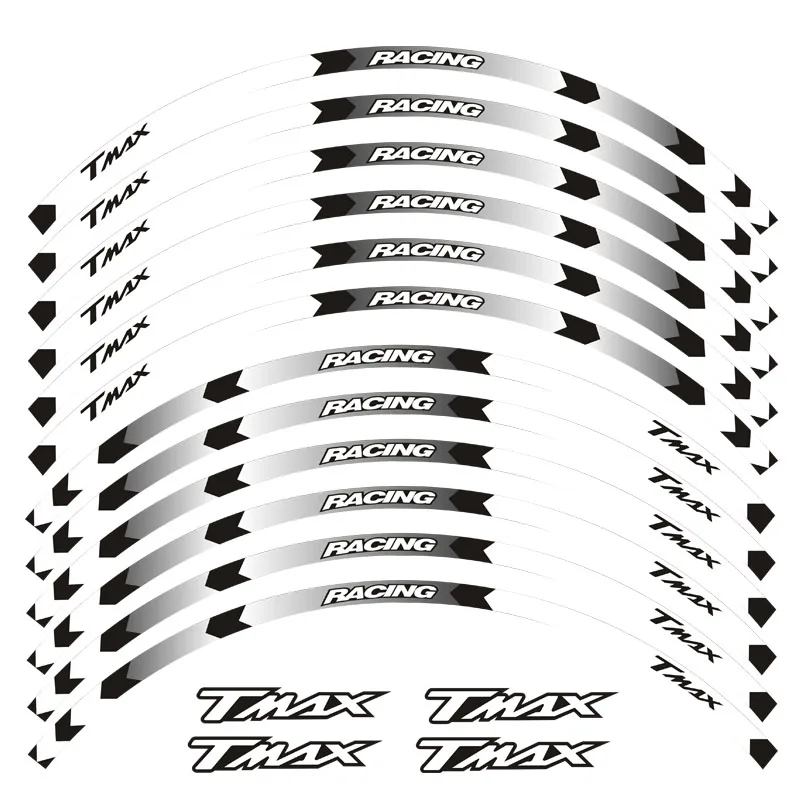 Новинка, высокое качество, 12 шт., подходят для мотоцикла, колеса, стикер, полоса, светоотражающий обод для Yamaha TMAX 500 530 - Цвет: 7