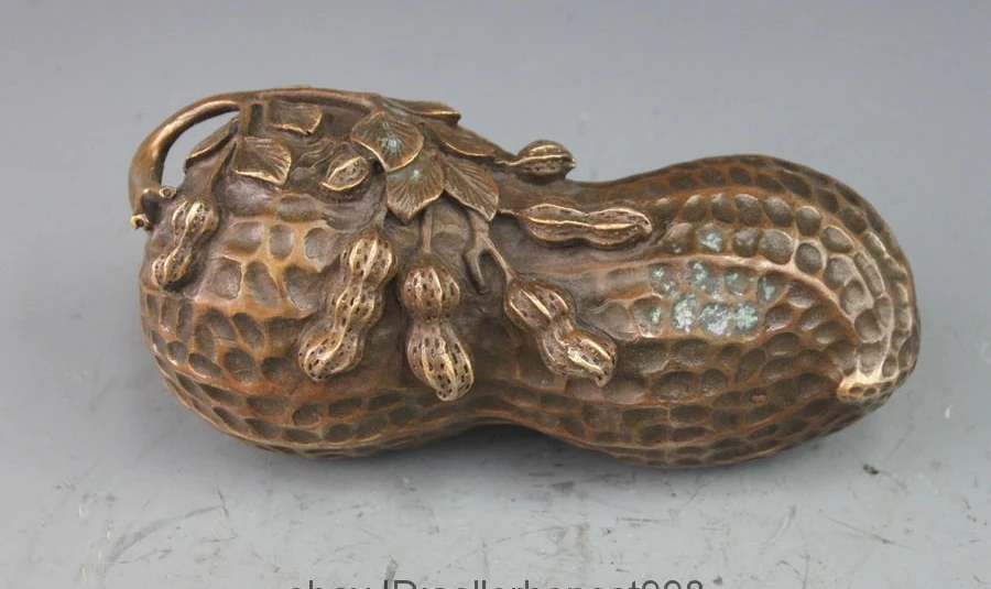 

Chinese Bronze Copper Folk FnegShui Auspicious benediction Peanut Statue