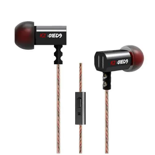 Оригинальные наушники KZ ED9 Super Bass In Ear, музыкальные наушники с диджейскими наушниками, Hi-Fi стерео наушники, шумоизолирующие спортивные наушники с микрофоном - Цвет: black with mic