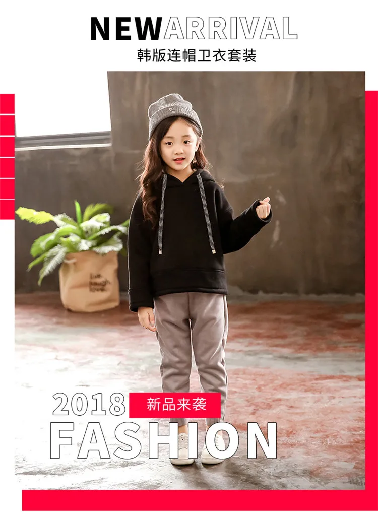 Комплект зимней одежды, одежда для девочек, свитер+ штаны, 2 предмета, для детей 12 лет - Цвет: Черный
