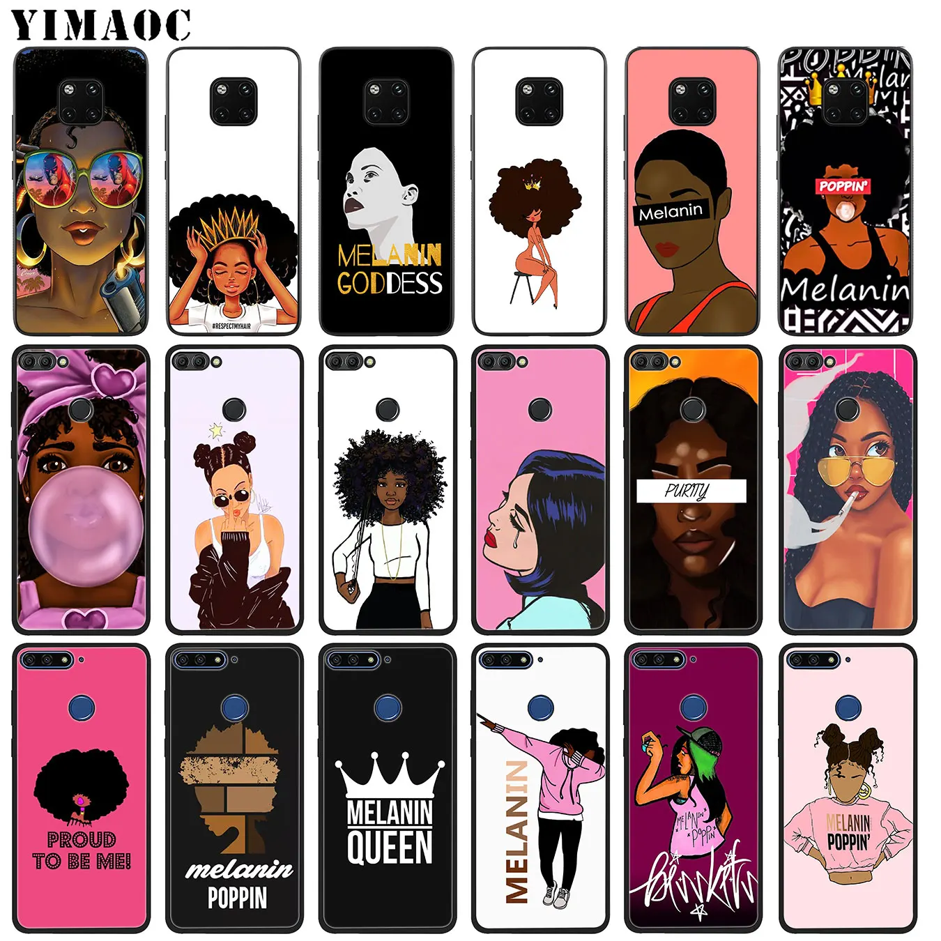 YIMAOC African Beauty Afro Puffs Black Girl Soft Silicone Phone Case
