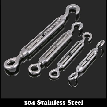 

M4 M5 M6 M8 304 Stainless Steel Chain Ratchet Tie Fasten Tighten Tension Bolt Connector Hook To Eye Wire Rope Tension Turnbuckle