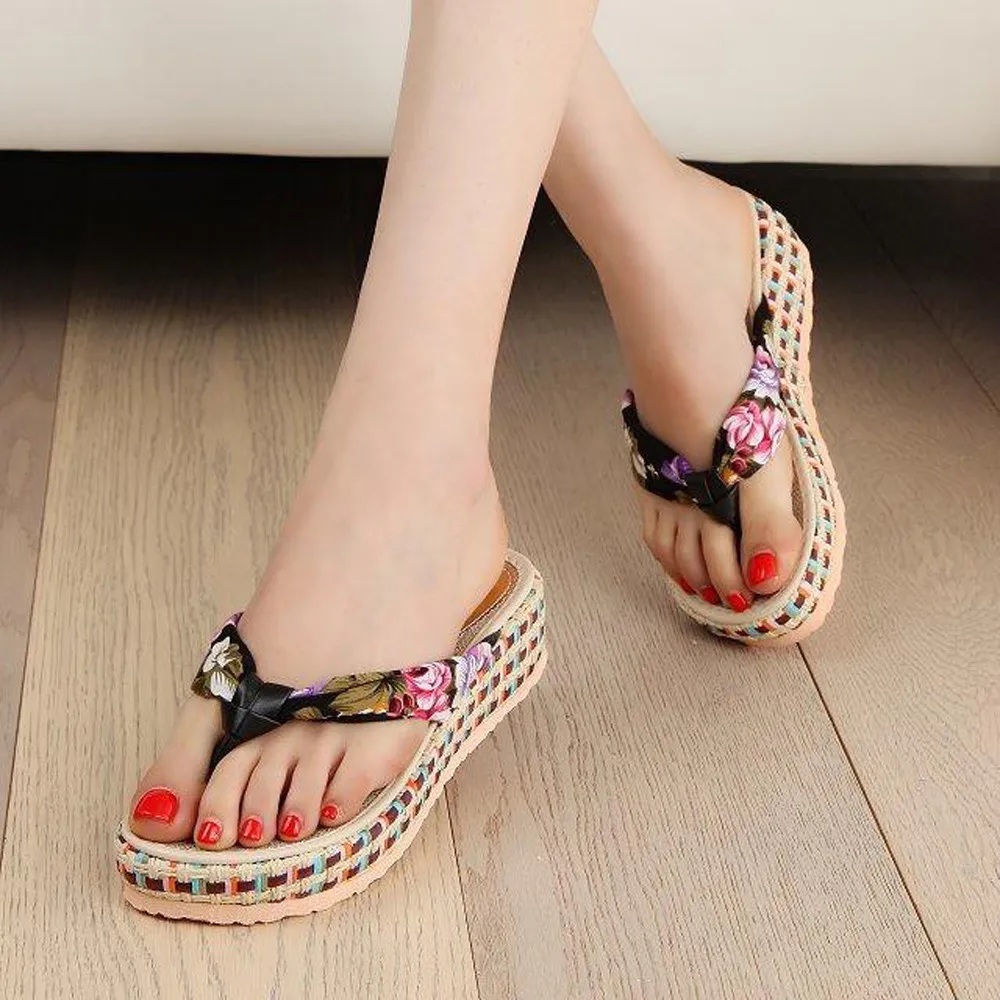 

Summer Women Sandals Wedge Platform Thong Fashion Female Open Toe Flip Flops Flip Flops Beach Casual Slippers Shoes High Quality