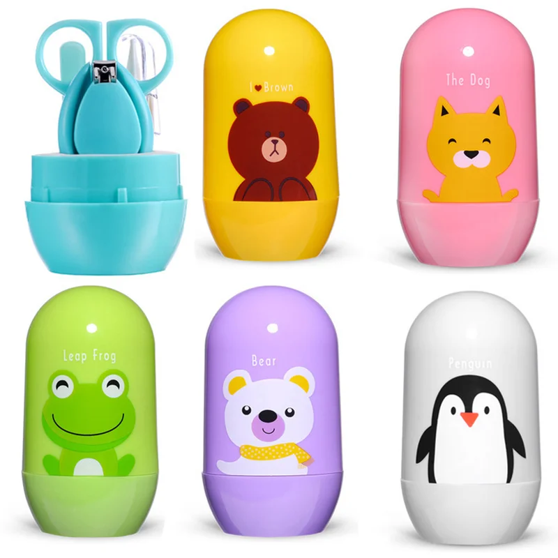 

4pcs/set Baby Healthcare Kits Cartoon Animal Infant Nail Care Set Finger Trimmer Scissors Nail Clippers Children Gift
