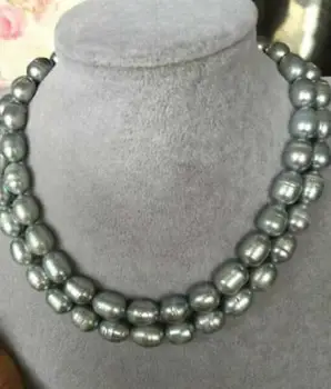 

HUGE 32"9-10MM NATURAL SOUTH SEA GENUINE BAROQUE GREY PEARL NECKLACE 14K 713AAA