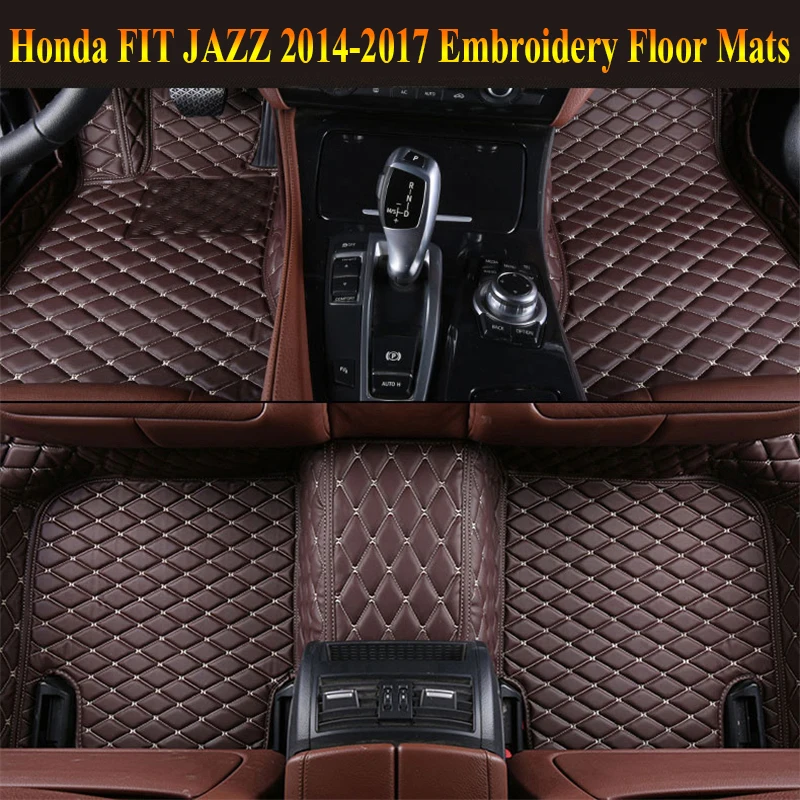 Floor Mats For Honda FIT JAZZ GK5 2014-2018 Foot Carpets pad mat Step Embroidery Leather Car Interior heavy duty carpet | Автомобили и