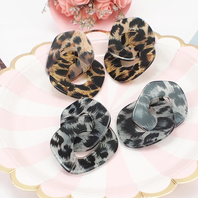 MANILAI Geometric Charm Leopard Grain Acrylic Dangle Big Earrings Women Fashion Jewelry Statement Earrings For Party Wholesale
