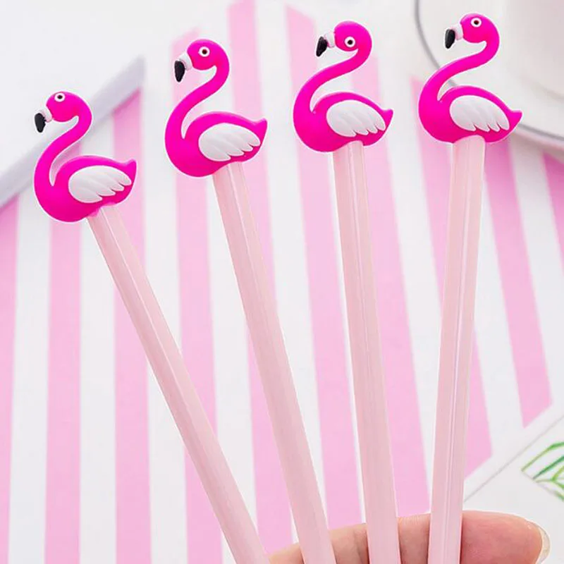

2pc Cute Flamingo Pen Kawaii Girl Heart Little Swan Gel Pen Black Signature Water Pen Students Office School Supplies Stationery