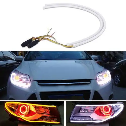 

2x 60cm Car Sequential Headlight LED Strip Lights Dynamic Turn Signal Lamp s51