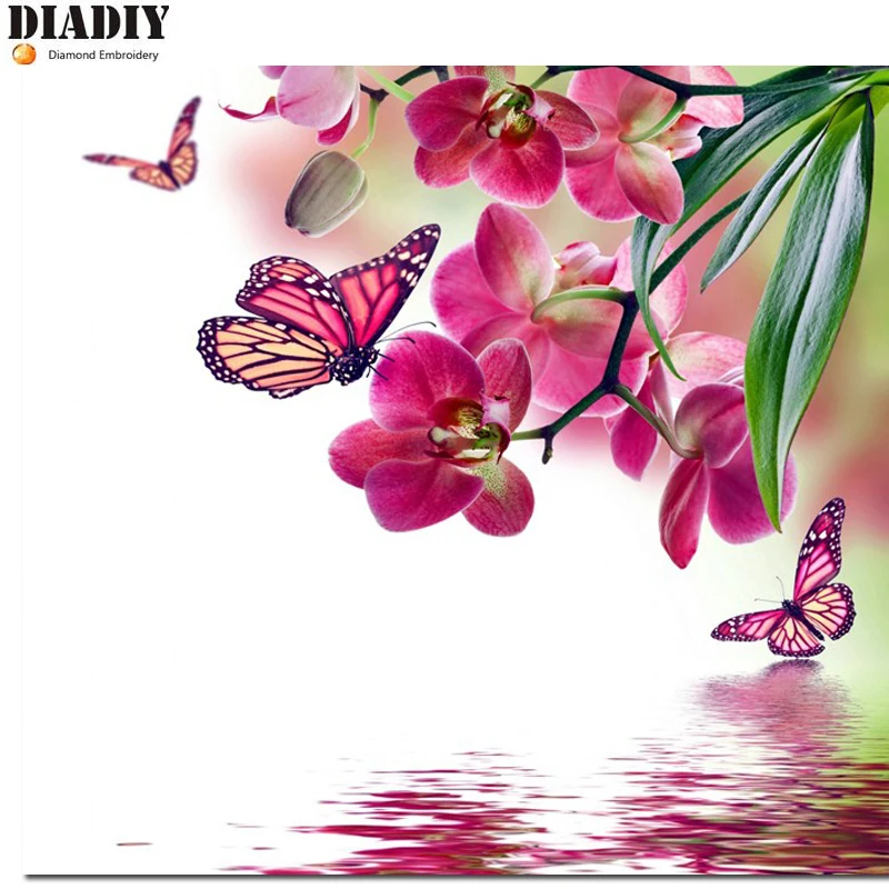 

Needlework 3D diamond embroidery full resin diamond with picture home decor mosaic diy diamond painting Orchid butterfly