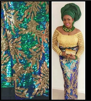 

New Arrival High Quality African French net Lace Fabric With Beads Tulle Lace Fabric For Big Occasion dresses D8615 YELLOW
