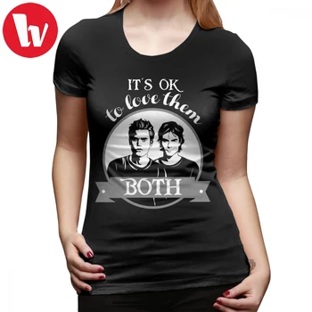 

Vampire Diaries T-Shirt It S OK To Love Them Both T Shirt Summer Pattern Women tshirt Simple Purple O Neck Ladies Tee Shirt
