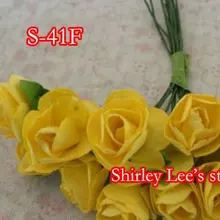 144 пучков = 1728 шт маленькая бумажная Роза в желтом цвете, ремесленные принадлежности, для скрапбукинга, изготовления карт( по EMS