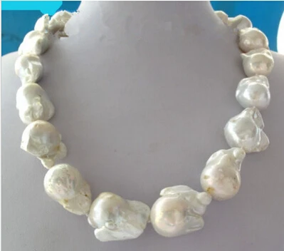 Miss charm Jew Large White Unusual Baroque Pearl Necklace disc Clasp 18 Miss charm Jew Large White Unusual Baroque Pearl Necklace disc Clasp 18