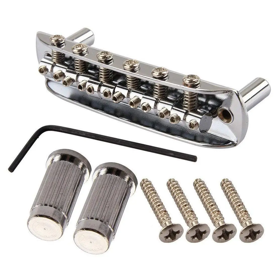 

SEWS-Threaded Saddle Guitar Bridge with Mounting Cup for Mustang Jazzmaster Jaguar Chrome