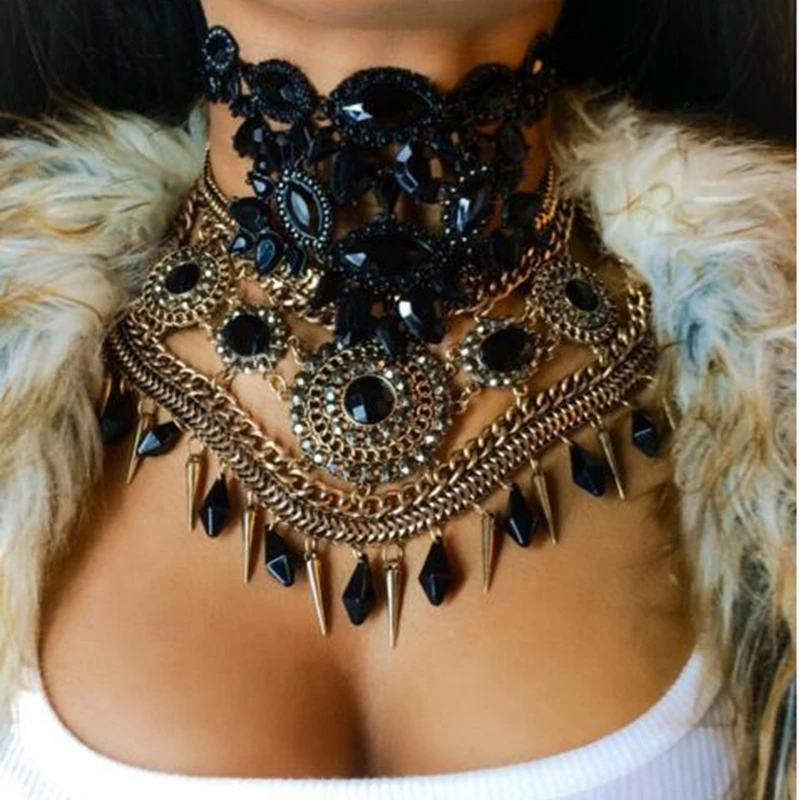 Dvacaman Marque 2017 Vente Chaude Noir Big Sautoirs Pour Les Femmes Boho Parti Maxi Déclaration Collier Collier Bijoux Cadeau Femme Bijoux L80