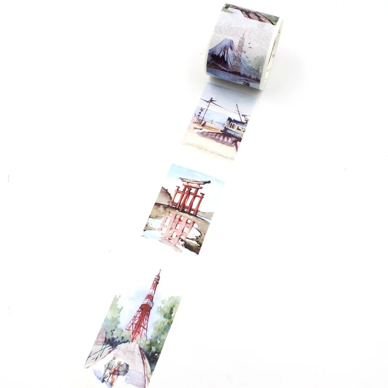 KSCRAFT 40 мм* м 7 м клей клейкие ленты для Скрапбукинг DIY Craft Sticky деко маскировки японский Бумага васи клейкие ленты Путешествия серии - Цвет: Темно-серый