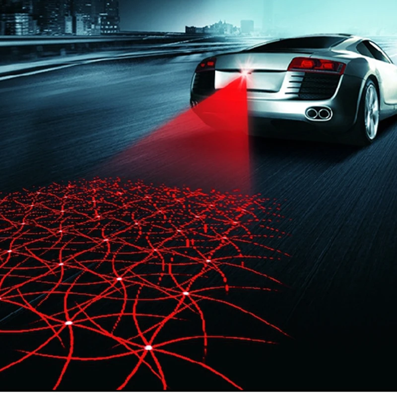 

Universal LED Car Motorcycle Laser Fog Light Anti Collision Tail Lamp Auto Moto Braking Parking Signal Warning Lamps Car styling
