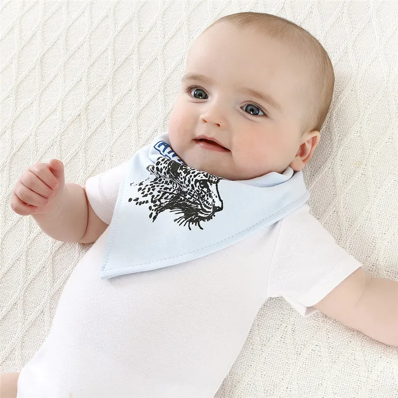 4 Pcs Baby Soft Cotton Bibs Infant Burp Cloths Cartoon Animal Embroidery Symbol Towel Kids Feeding Accessory Stuff For Babies
