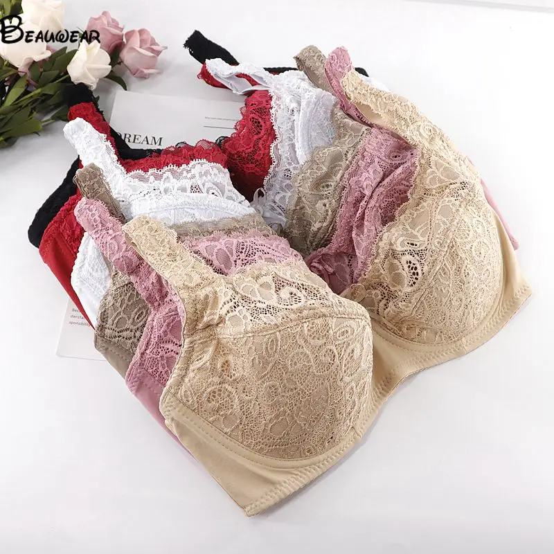 

Beauwear Ultra Thin Full Cup Bra for Women 34-44E F Underwired Adjustable Strap Bras No Padding Breathable Plus Size Underwear