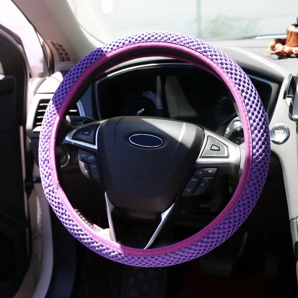 

LEEPEE Sandwich Fabric 4 Clolors Skidproof Car Steering Wheel Cover Durable Handmade Car Styling Fit For Most Cars Breathability