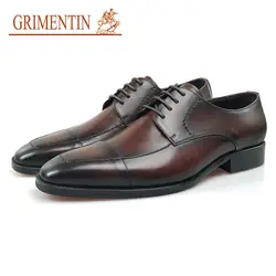 GRI Для мужчин Олово Мужские модельные туфли итальянский дизайнер классический Винтаж из натуральной кожи коричневого цвета Формальные для