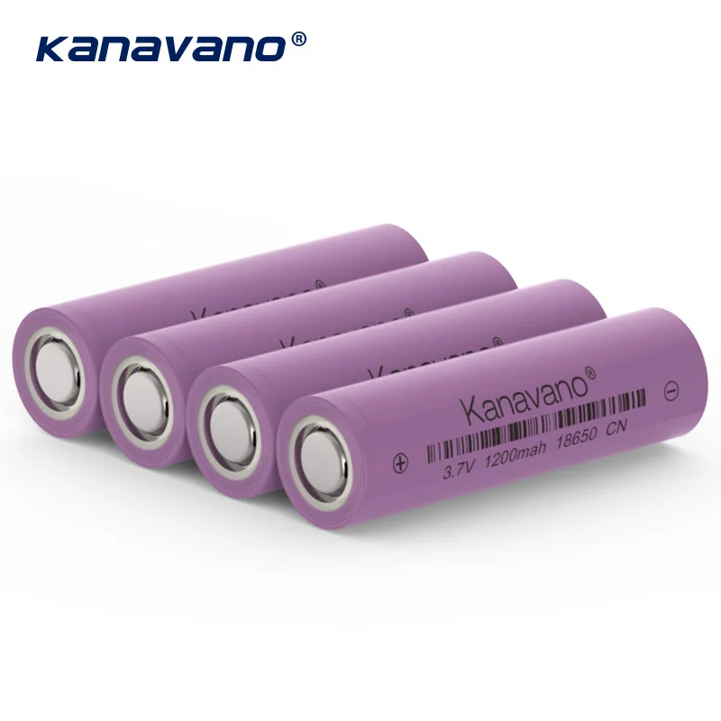 Kanavano Original High quality 18650 1200mAh 3.7 V lithium ion rechargeable batteries and LED flashlight Torch Accumulator Cells