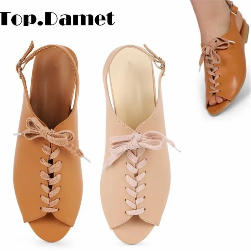 

Top.Damet Women Sandals Casual Flat Peep Toe Gladiator Shoes Plus Size Back Strap Shallow Lace Up Solid Color Sandals Girls