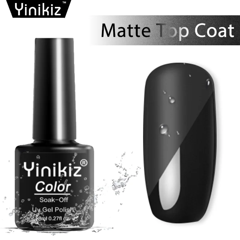 Yinikiz 1pcs Black Bottle 8ml Matt Top Coat Gel Nail Polish Soak Off UV