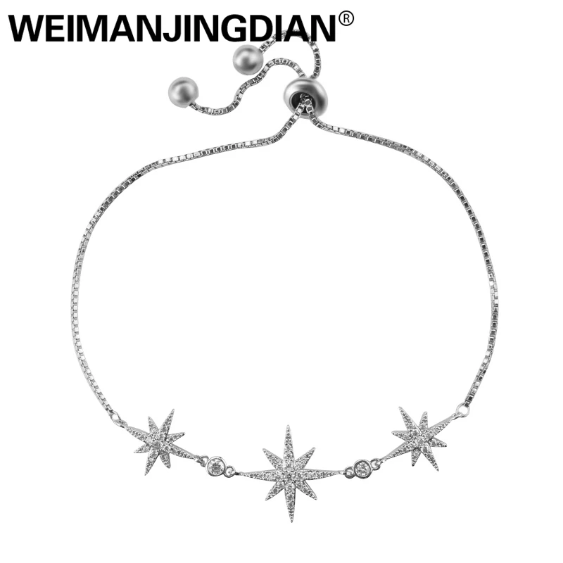 WEIMANJINGDIAN Starburst Zircon Jewelry Cubic Zirconia CZ Crystal Fashion Adjustable Bracelets for Women or Wedding