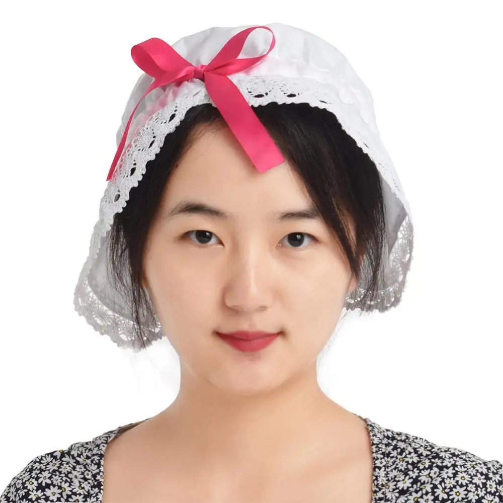 White Bonnet Hat Headdress Women Maid Cosplay Accessory Vintage Maid MOP Headpiece cosplay hats