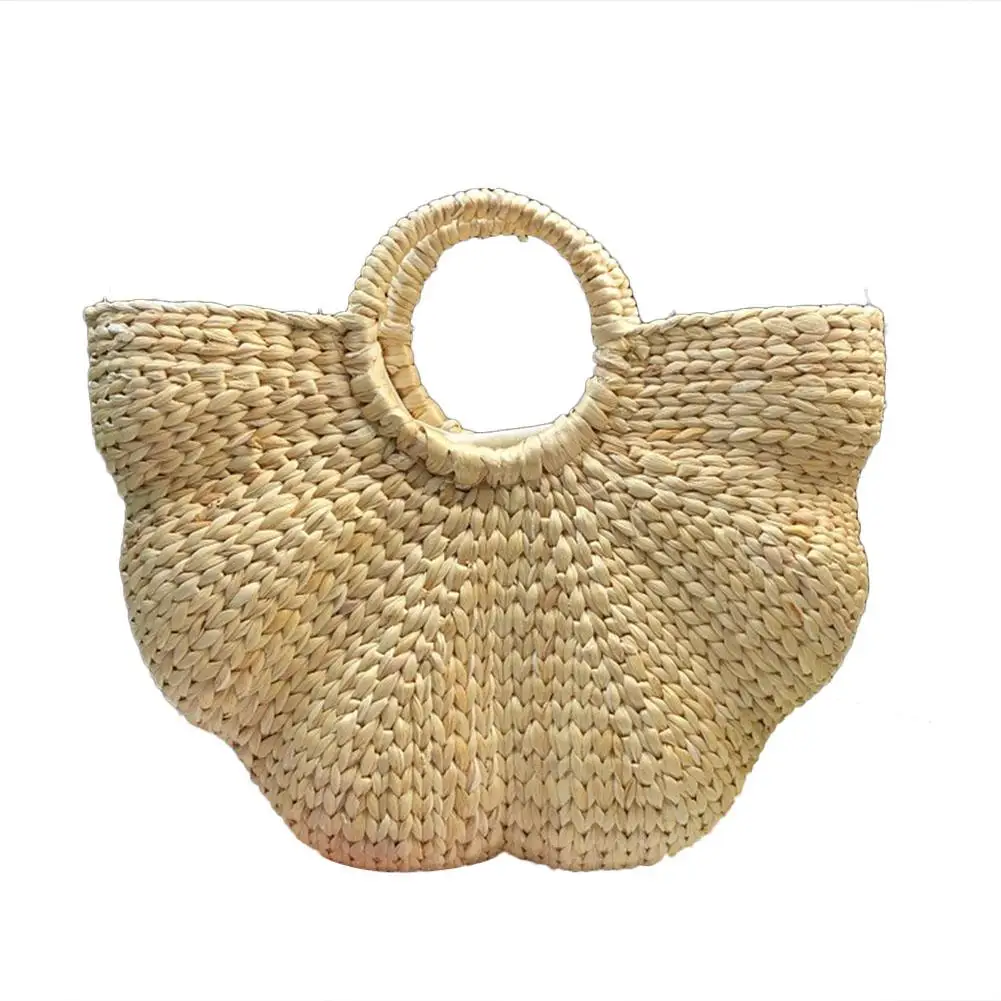 

Handmade Rattan Braided Bags Causal Summer Beach Totes Handbag Bag Straw Hand Woven Handbag For Women Travel Holiday Tote Bag