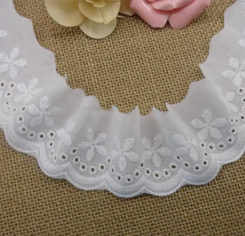 

5 Meters Off White Ivory Lace Fabric Skirt Cotton Cloth Embroidery Fabric DIY Fabric Clothing Accessories 5.5CM Width