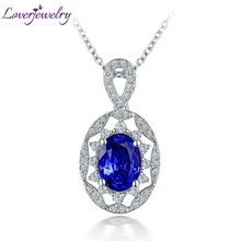Милое овальное свадебное ожерелье с подвеской из натурального голубого танзанита 14 к 585 белого золота в форме солнца, ювелирные изделия с бриллиантами для дочери