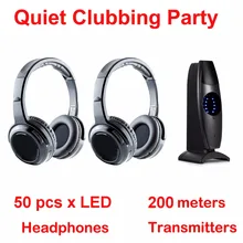 Silent Disco complete system black led беспроводные наушники-тихие Клубные вечерние наушники(50 наушников+ 1 передатчик